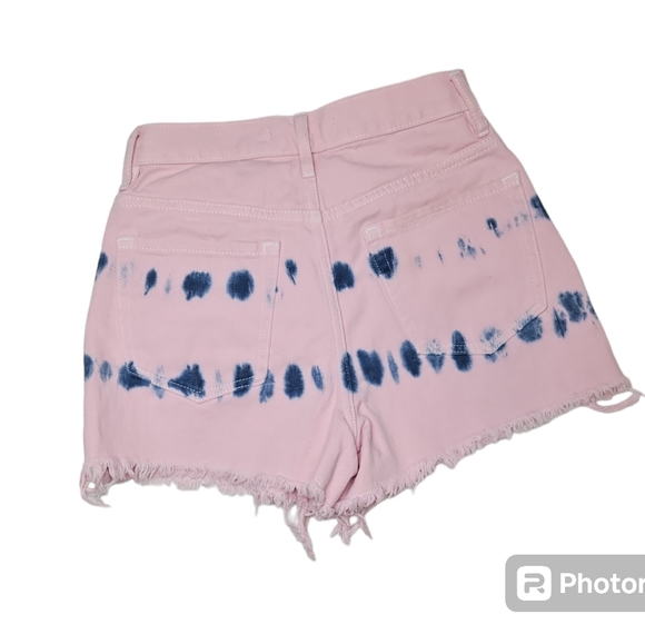 PacSun Denim Shorts Pink Tie Dye Size 24 - Picture 3 of 3